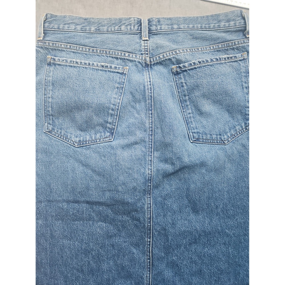 AGOLDE Hilla Denim Maxi Skirt Indigo Blue Raw Hem High Rise Size 30 - Picture 9 of 14